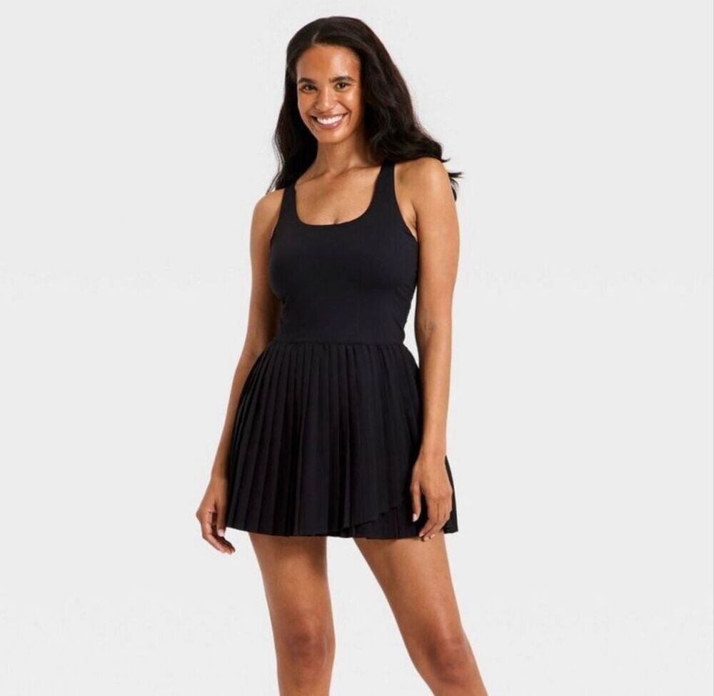 All in Motion Black Pleated Athletic Dress Size Small New